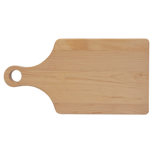 Personalized Maple Cutting Board Paddle Shape with Drip Ring 13 1/2" X 7"